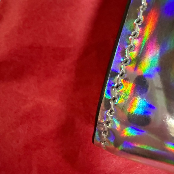 CHRISTIAN LOUBOUTIN SILVER HOLOGRAPHIC BOUDOIR STUDDED BAG WITH COA - Picture 10 of 15